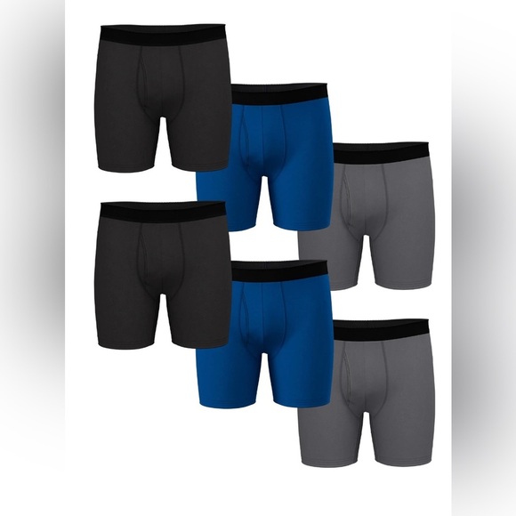 Athletic Works Men's Pro Form Boxer Brief Long Leg, 6 Pack 3XL - Picture 1 of 6
